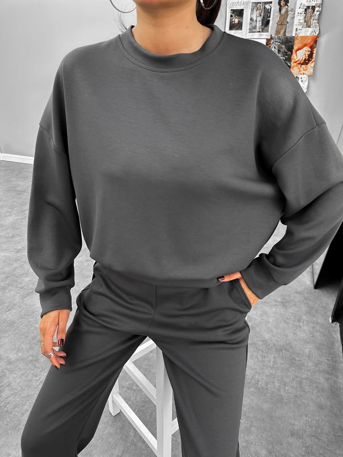 Antrasit Bisiklet Yaka Eşofman Takım