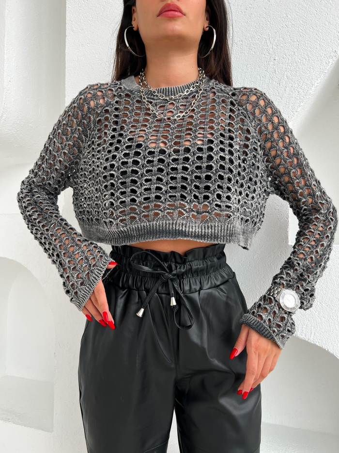 Antrasit Perforated Triko Kazak