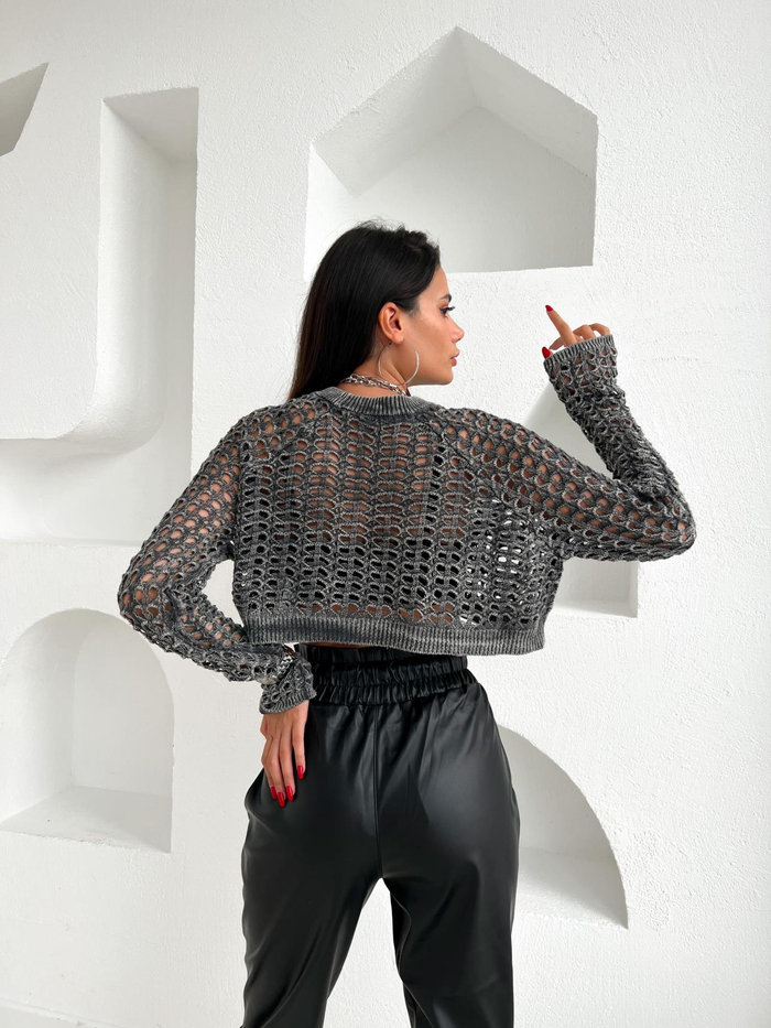 Antrasit Perforated Triko Kazak