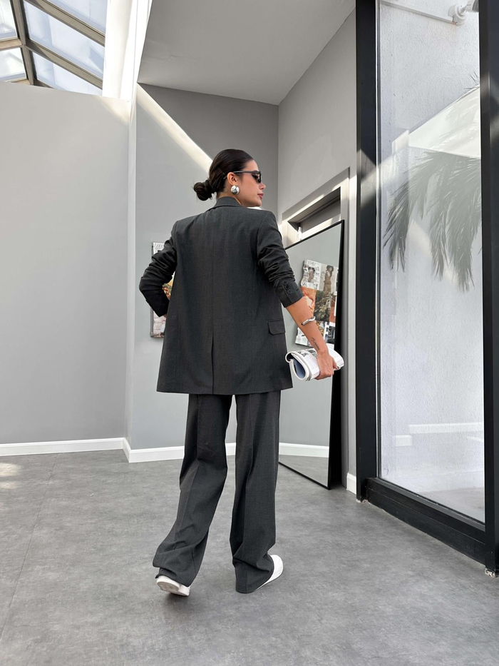 Antrasit Üçlü Yelekli Takım
