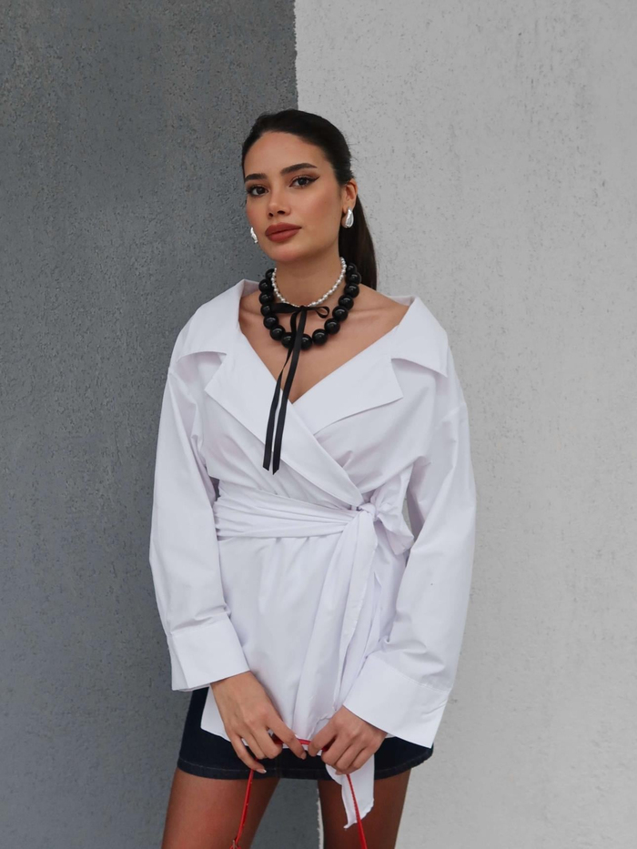 Anvelop Bağlamalı Oversize Gömlek