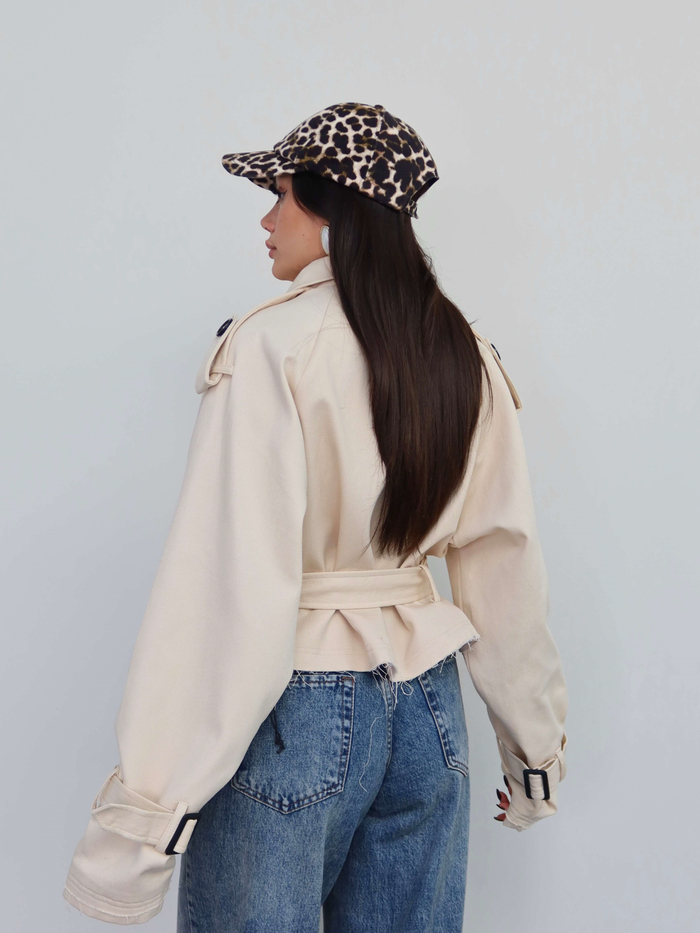 Apoletli Kısa Gabardin Trench E.H Collection
