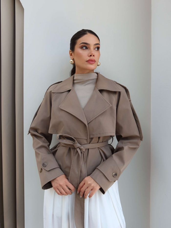 Apoletli Kısa Trench