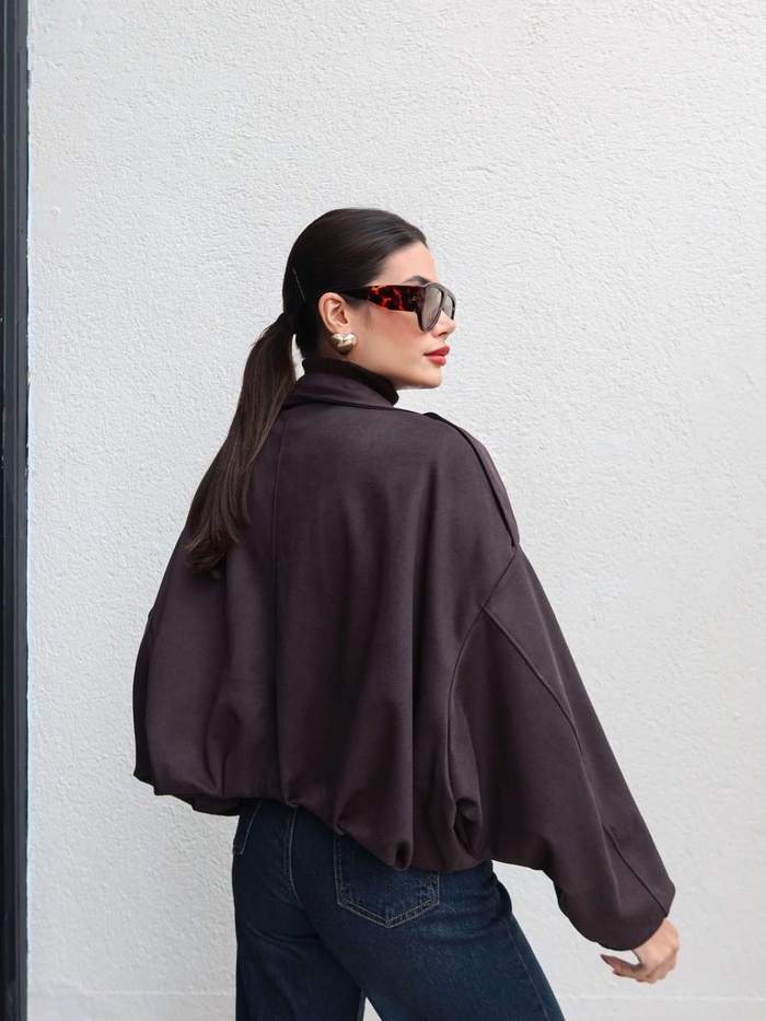 Apoletli Süet Bomber Ceket