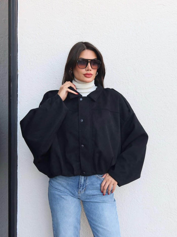 Apoletli Süet Bomber Ceket