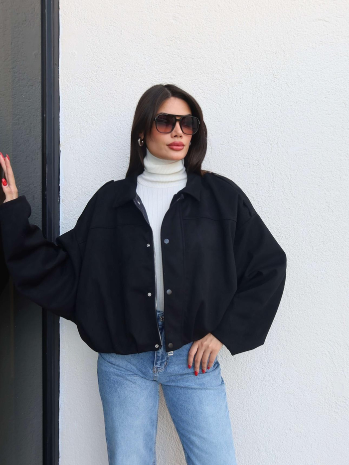 Apoletli Süet Bomber Ceket