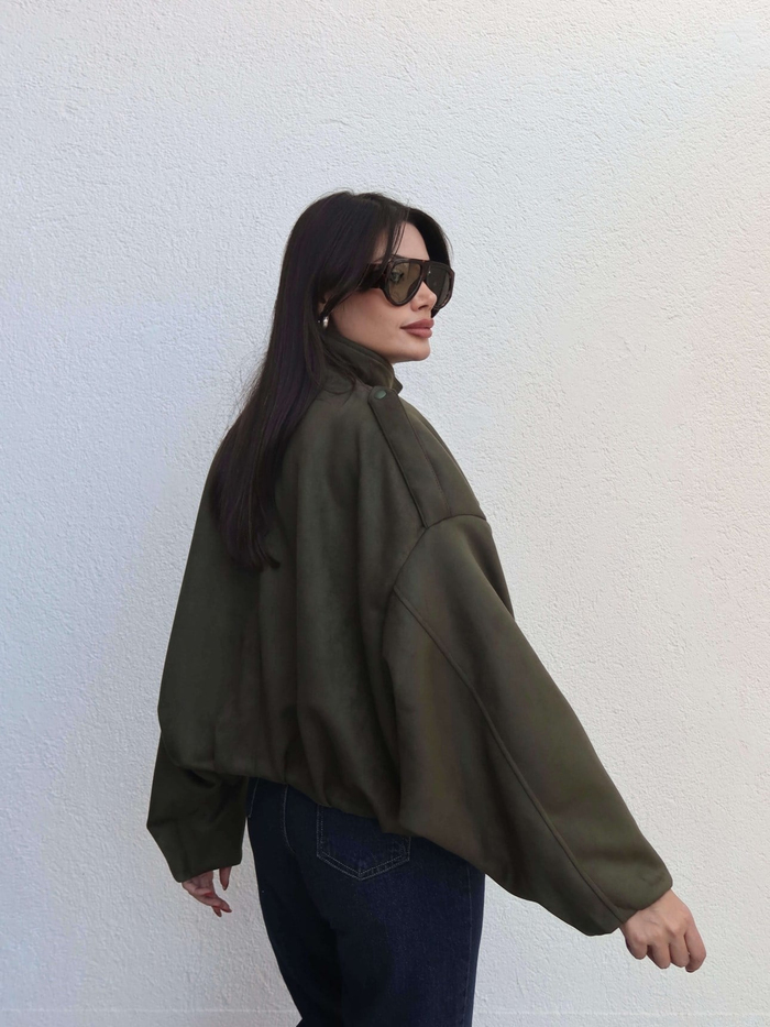 Apoletli Süet Bomber Ceket