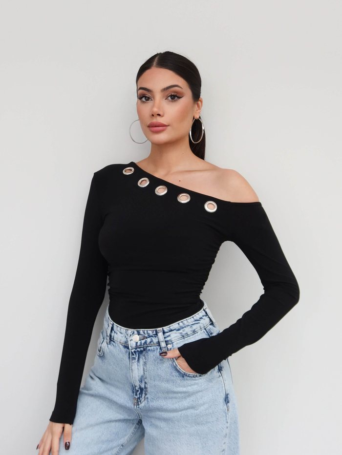 Asimetrik Kuşgözü Detay Bluz E.H Collection