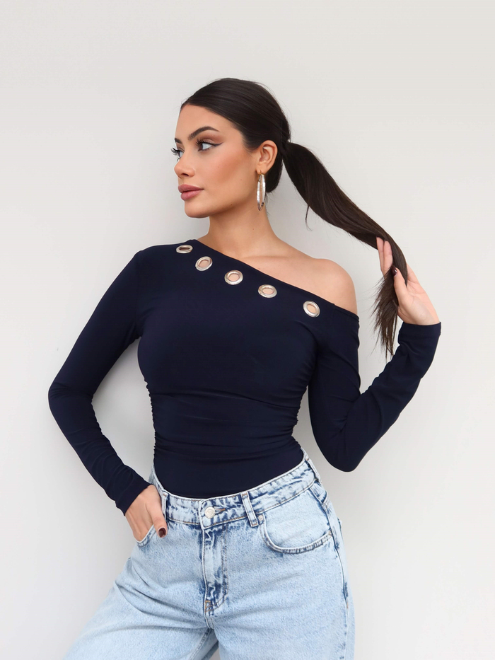 Asimetrik Kuşgözü Detay Bluz E.H Collection