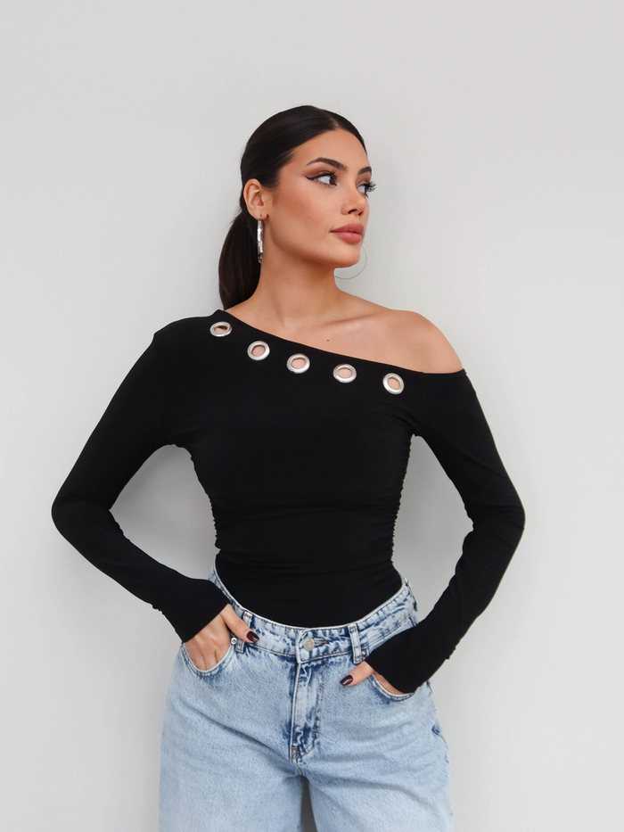 Asimetrik Kuşgözü Detay Bluz E.H Collection