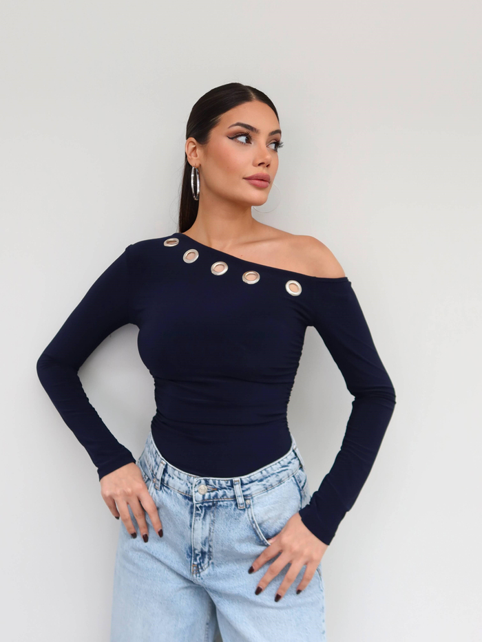 Asimetrik Kuşgözü Detay Bluz E.H Collection