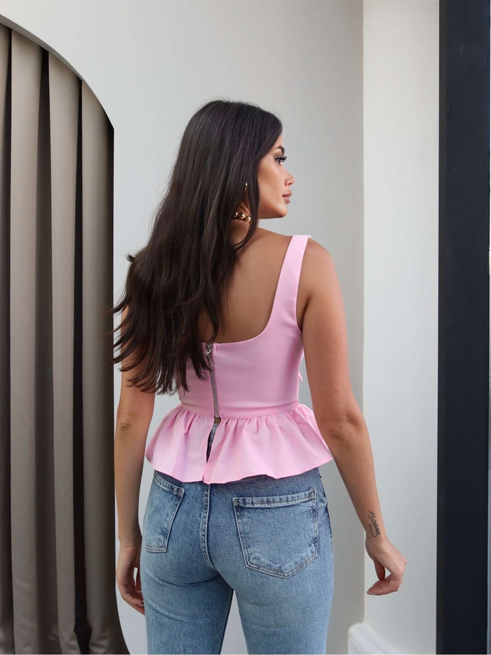 Askılı Fiyonk Bağcık Detaylı Bluz