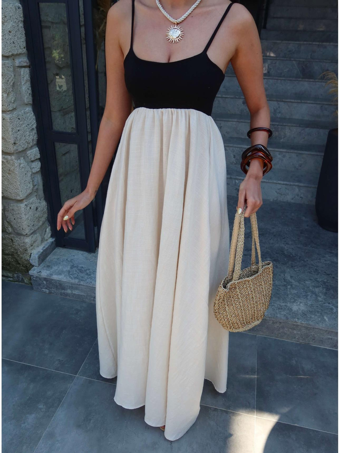 Askılı Poplin Maxi Elbise