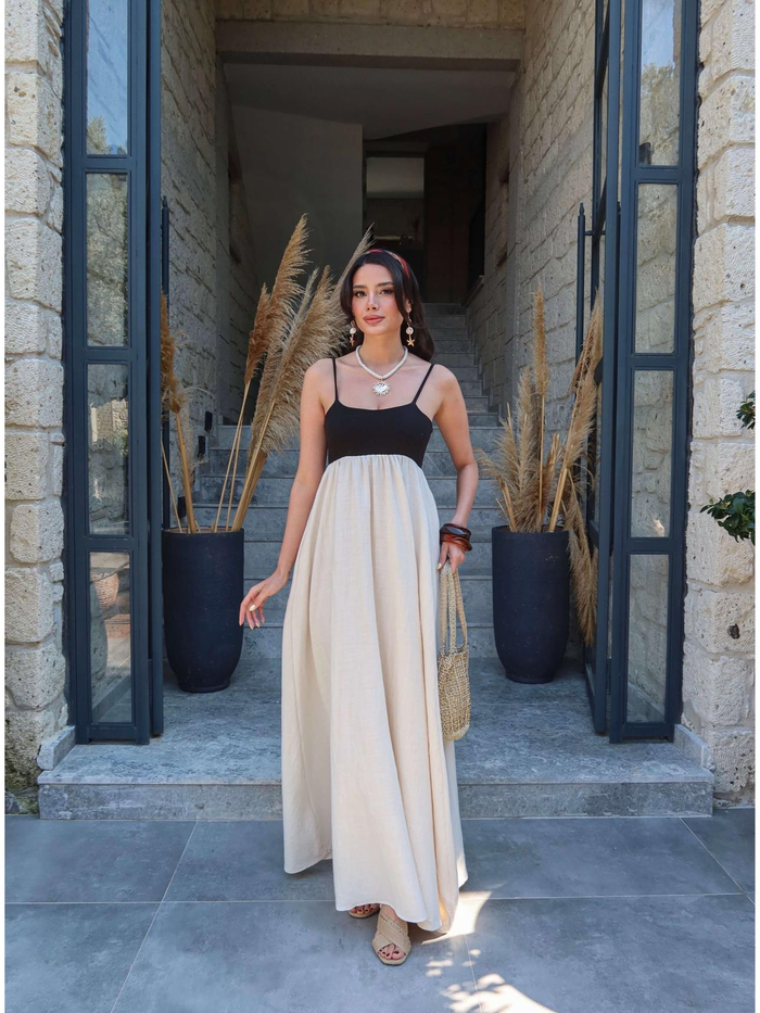 Askılı Poplin Maxi Elbise