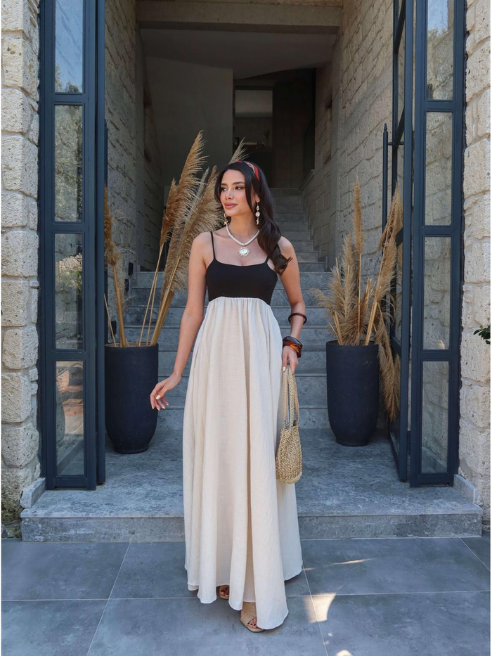 Askılı Poplin Maxi Elbise