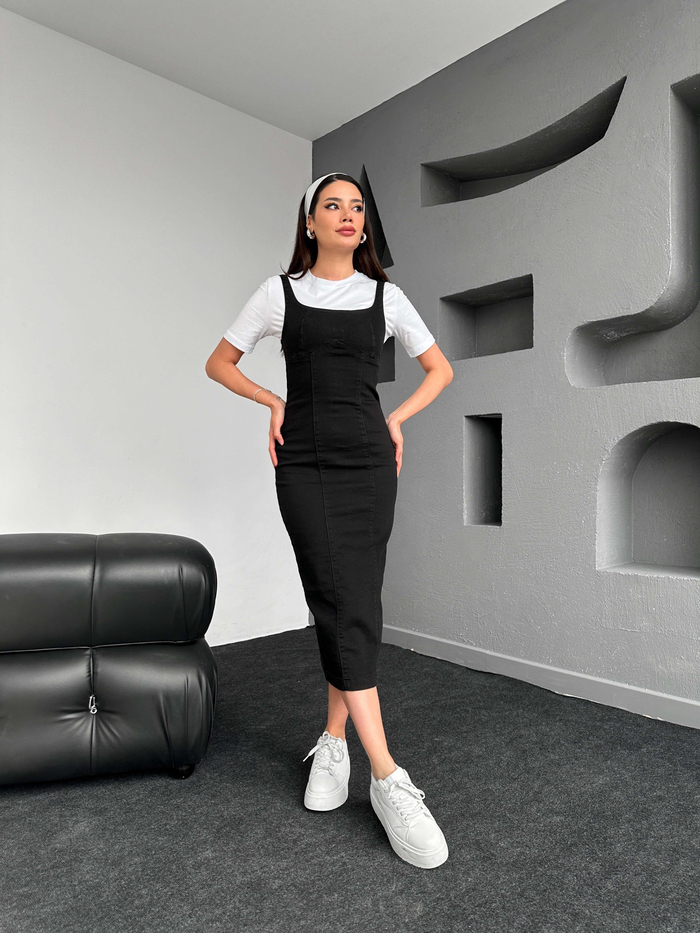 Askılı Sitting On Body Kot Elbise