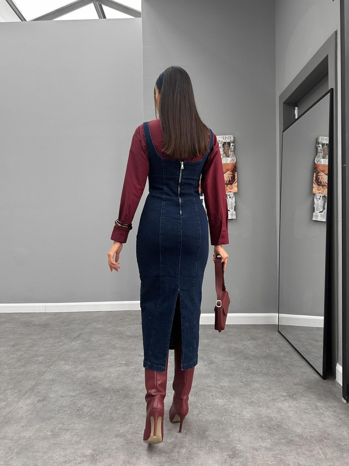 Askılı Sitting On Body Kot Elbise
