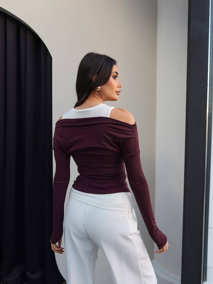 Atlet Detay Asimetrik Kesim Basic Bluz