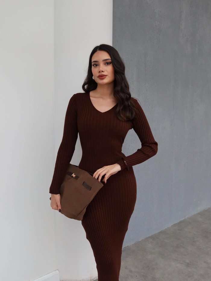 Bağlama Detaylı Triko Elbise