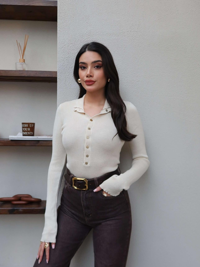 Balıkçı Yaka Çıtçıtlı Triko Kazak