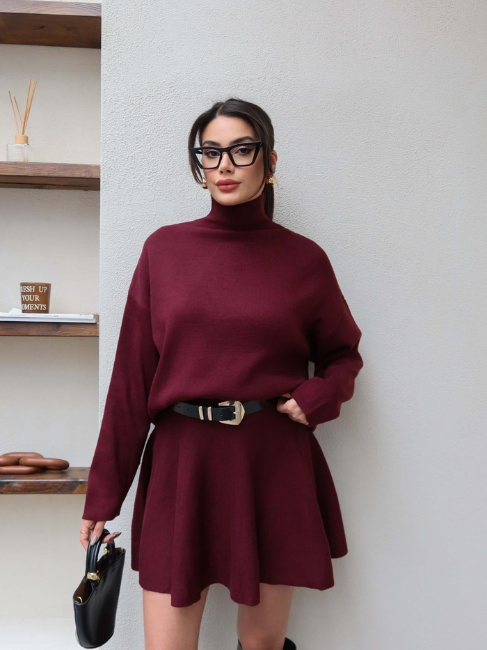 Balıkçı Yaka Triko Etekli Takım