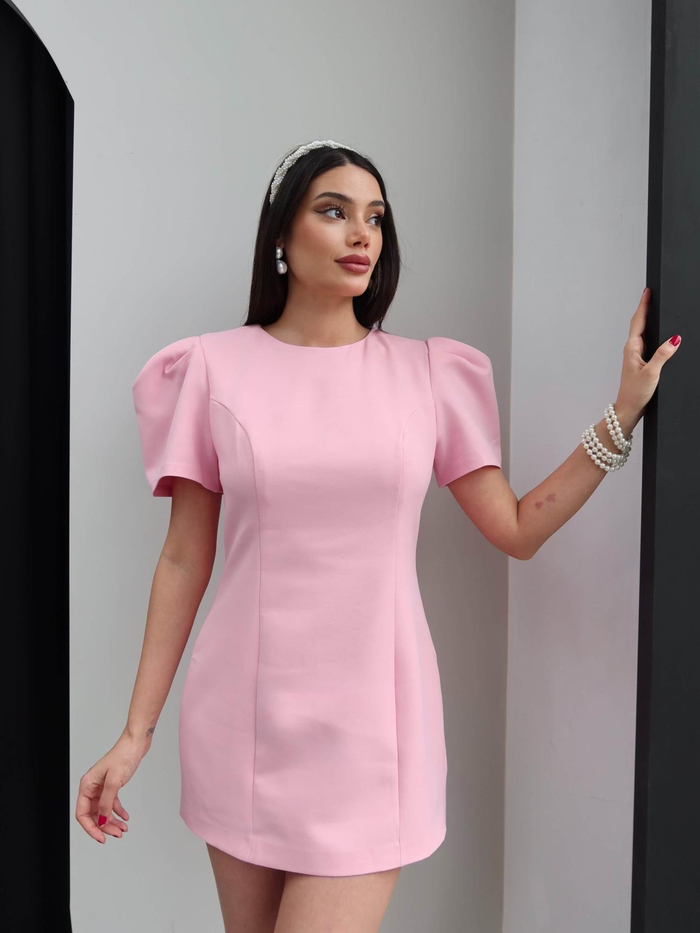 Balon Kol Mini Elbise