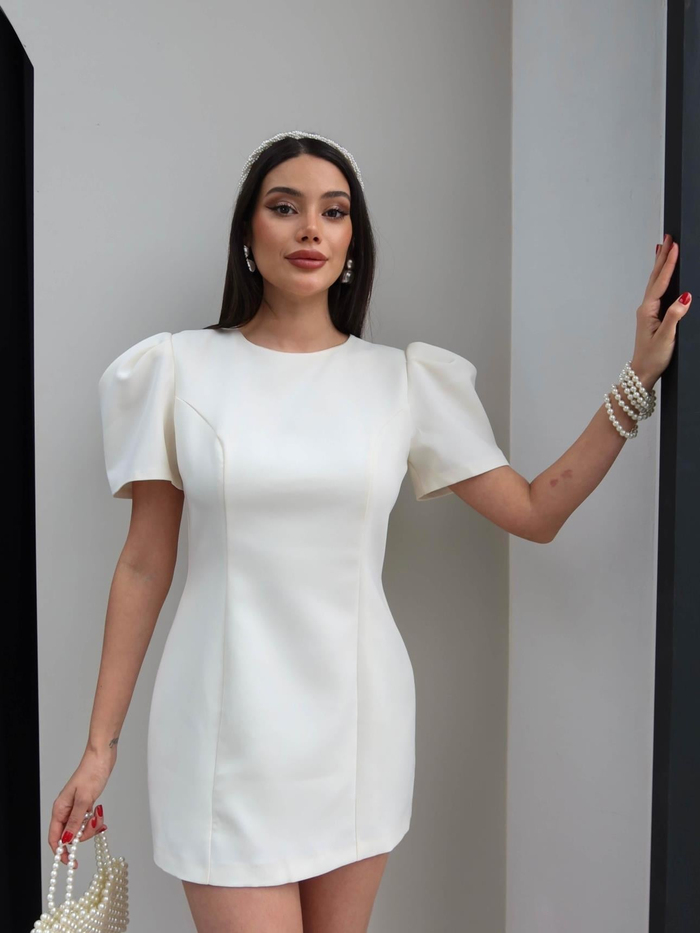 Balon Kol Mini Elbise