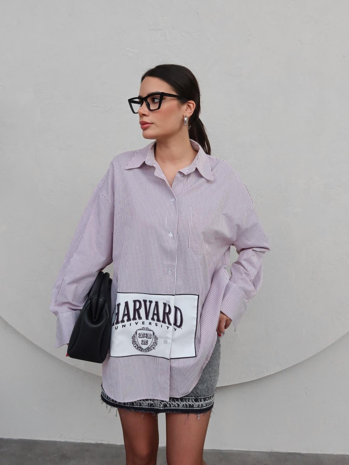 Baskılı Oversize Gömlek