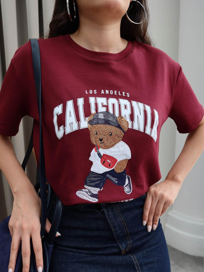 Bear California Baskılı T-Shirt