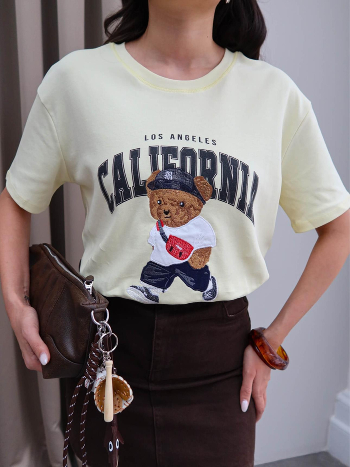 Bear California Baskılı T-Shirt