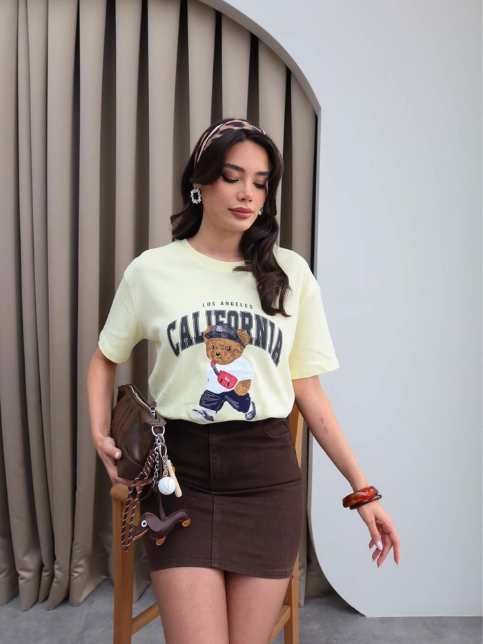 Bear California Baskılı T-Shirt