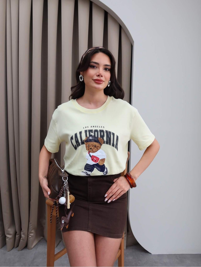 Bear California Baskılı T-Shirt