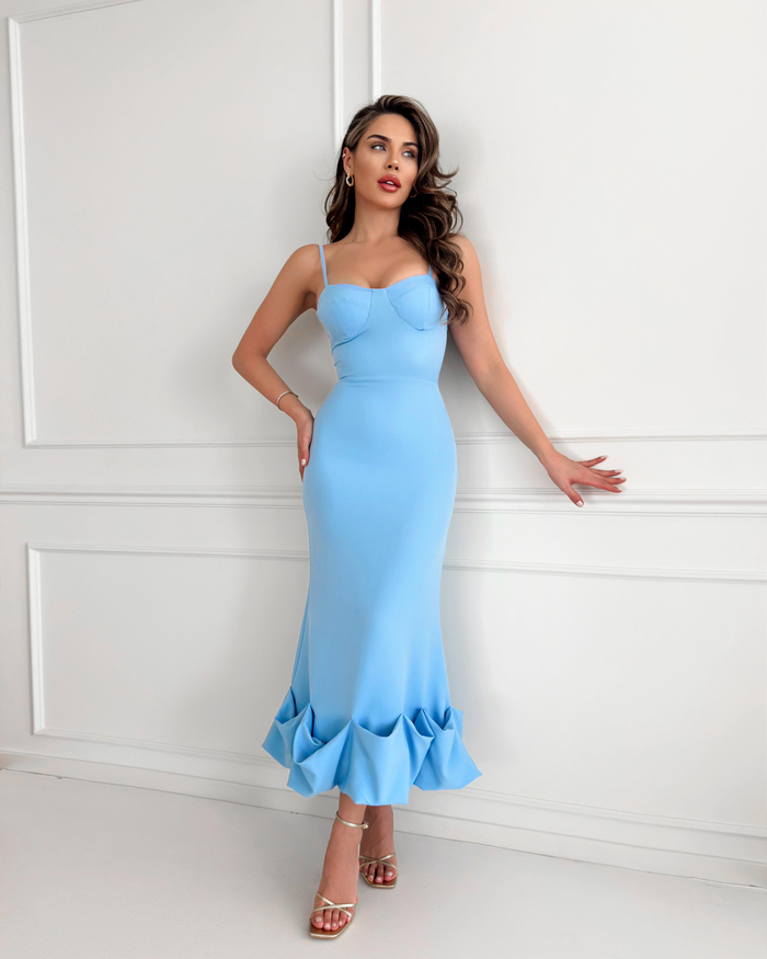 Bebe Mavi Alt Frilly Fitted Elbise
