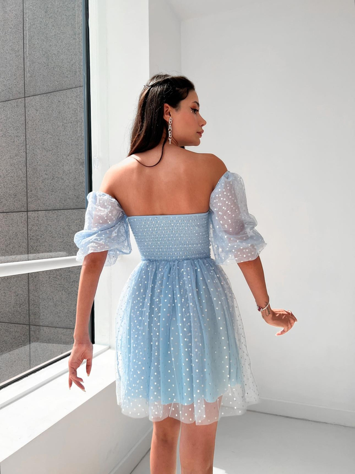 Bebe Mavi Korseli Stars Elbise