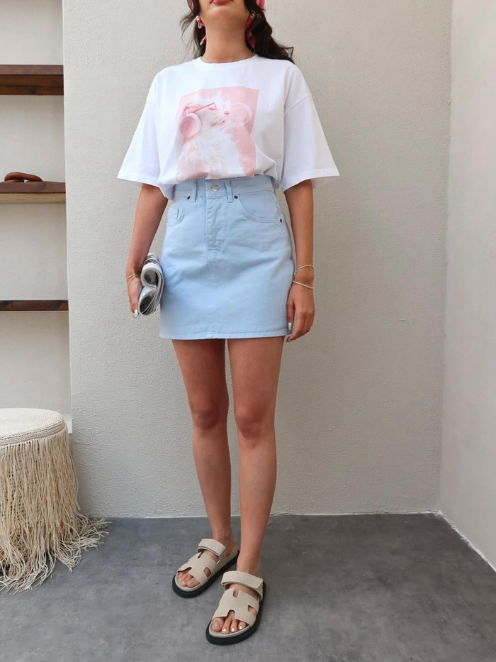 Bebe Mavi Mini Denim Etek
