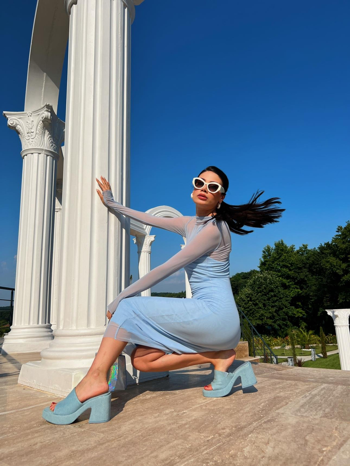 Bebe Mavi Tulle Dress