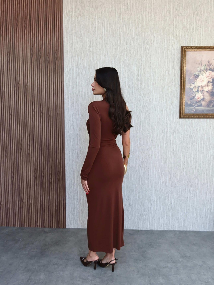 Bel Aksesuar Tek Kol Elbise