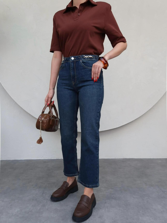 Bel Aksesuarlı Momfit Jean