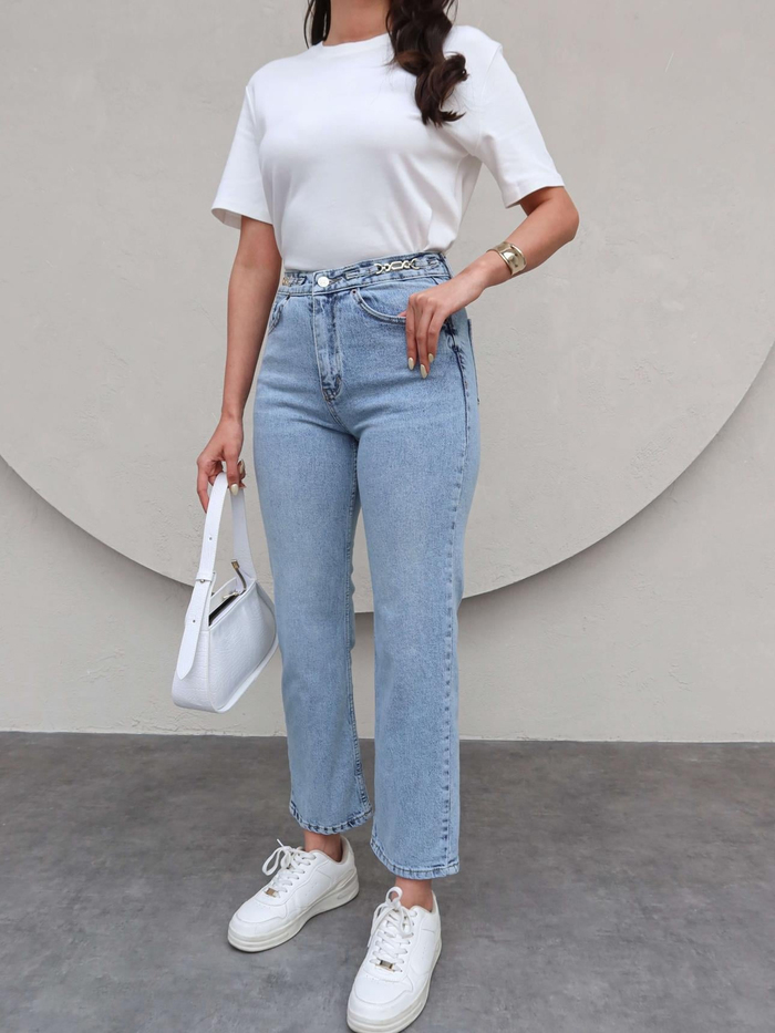 Bel Aksesuarlı Momfit Jean