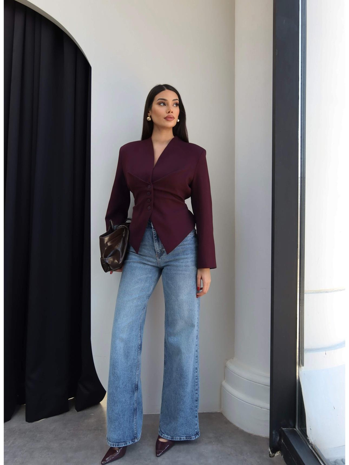 Bel Bağlama Detaylı Blazer Ceket