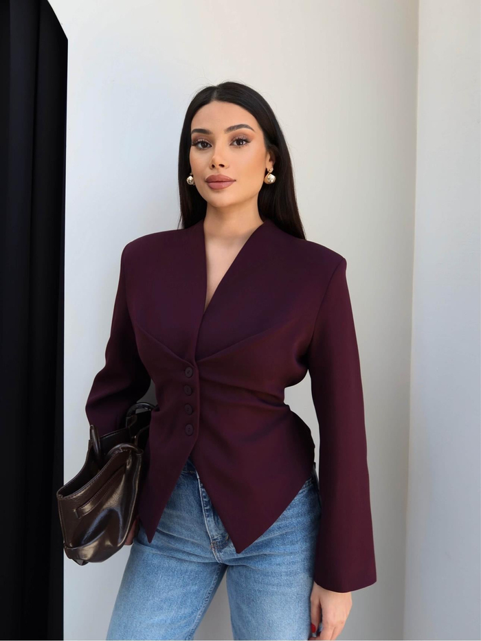 Bel Bağlama Detaylı Blazer Ceket
