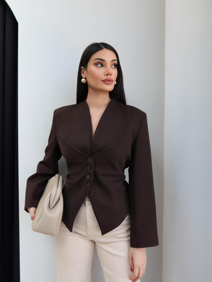 Bel Bağlama Detaylı Blazer Ceket