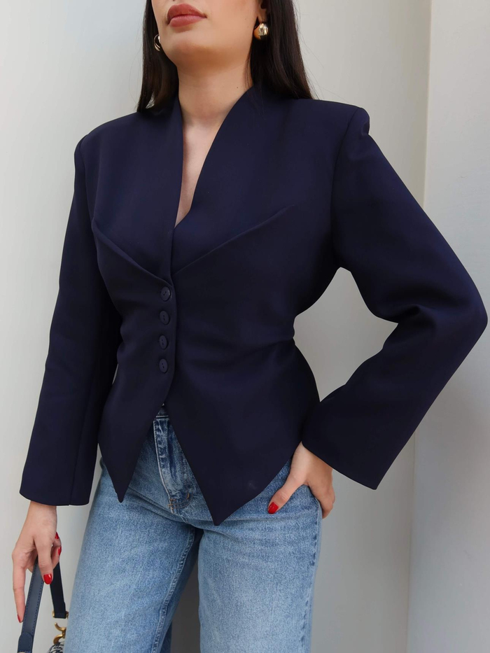 Bel Bağlama Detaylı Blazer Ceket