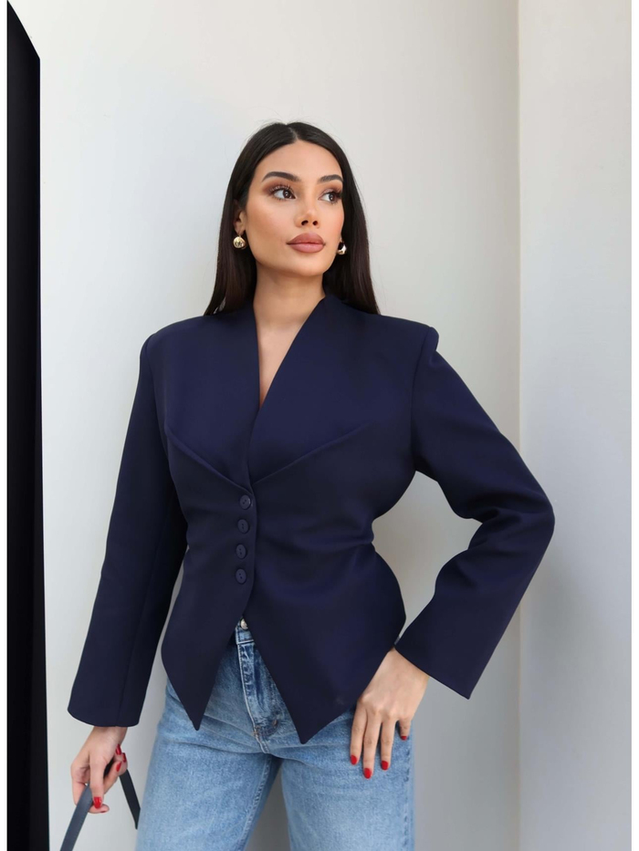 Bel Bağlama Detaylı Blazer Ceket