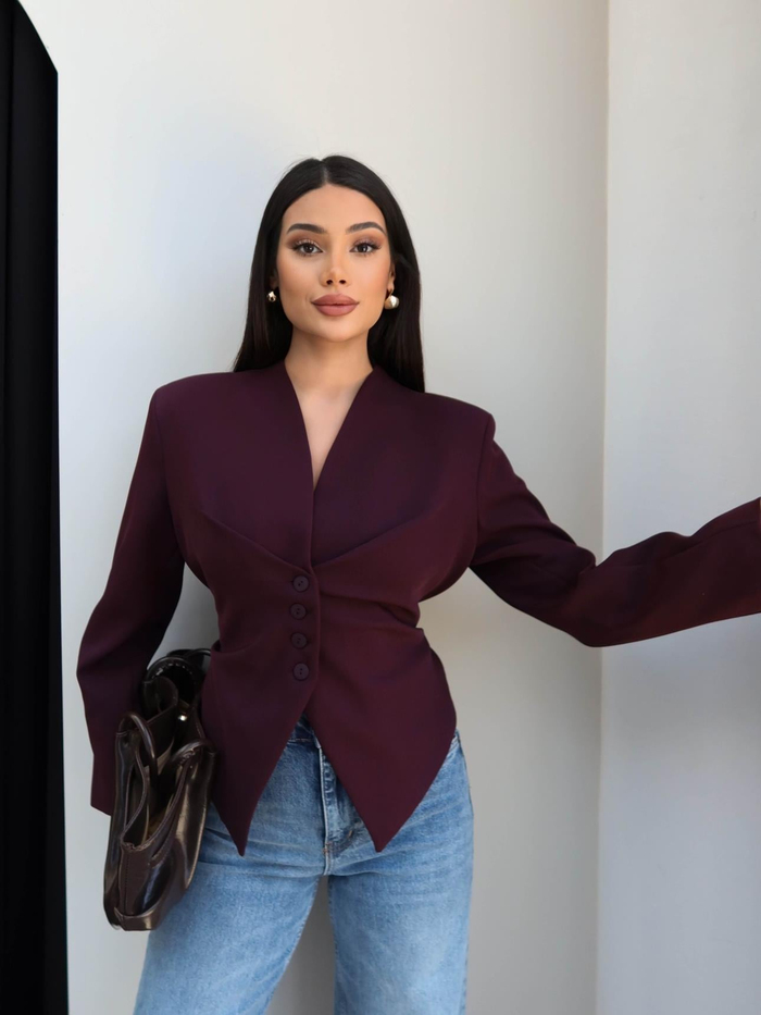 Bel Bağlama Detaylı Blazer Ceket
