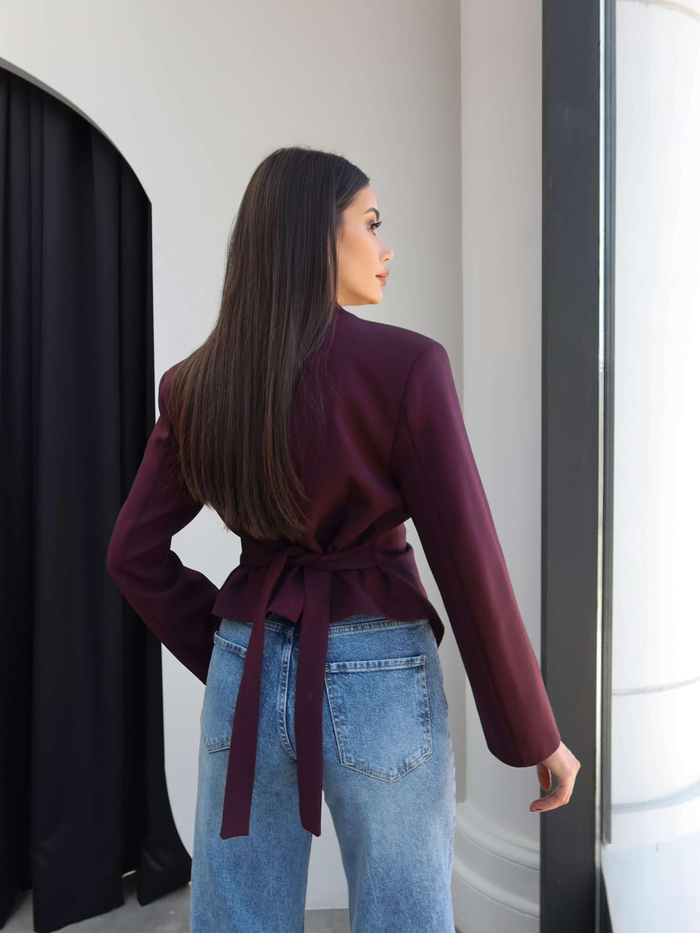 Bel Bağlama Detaylı Blazer Ceket