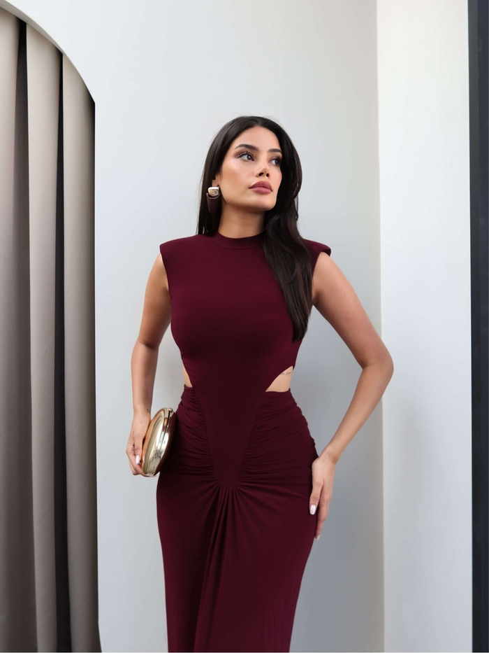 Bel Formlu Vatkalı Elbise