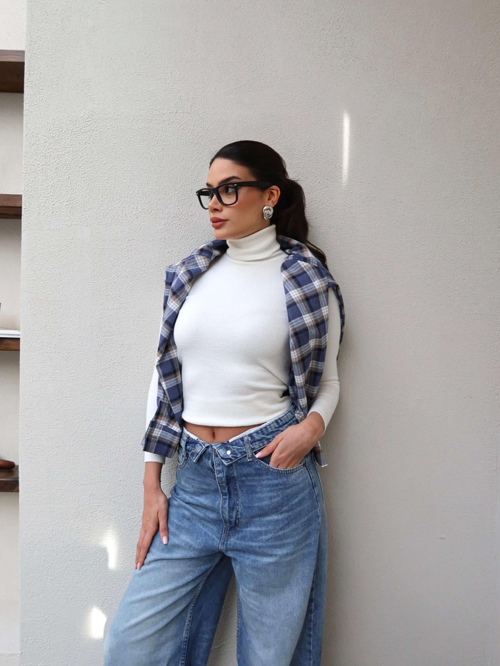 Bel Katlama Geniş Paça Jean