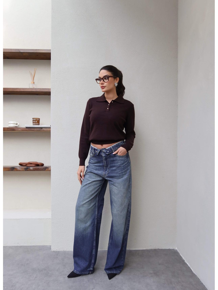 Bel Katlama Geniş Paça Jean