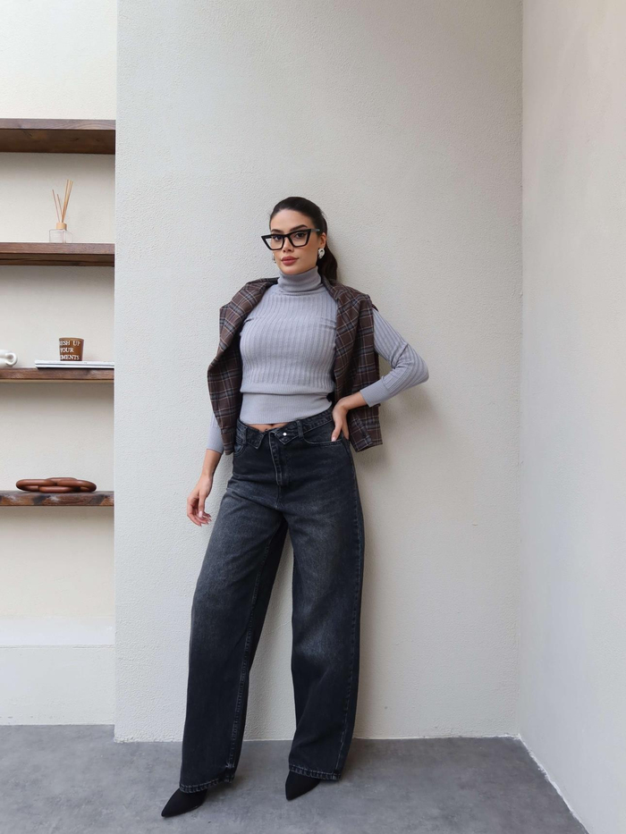 Bel Katlama Geniş Paça Jean
